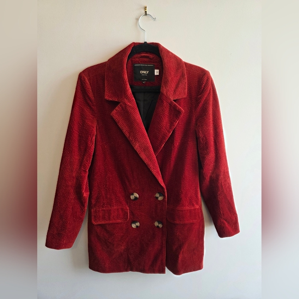 ONLY - Women's Red~ish Tailored Corduroy Blazer - Size Small